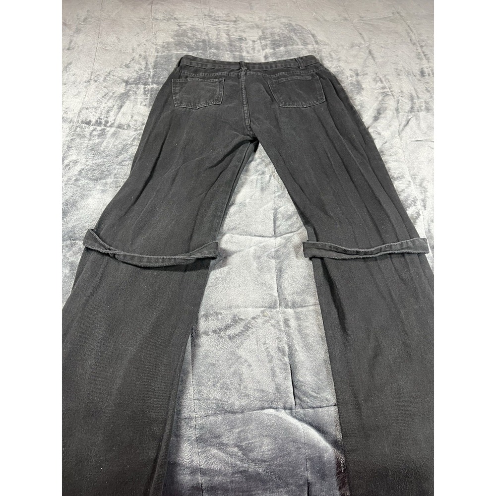 SLP Jeans Womens Black Dark Street Print Gothic Punk‎ Metal Distressed Pant Sz M - Picture 14 of 15